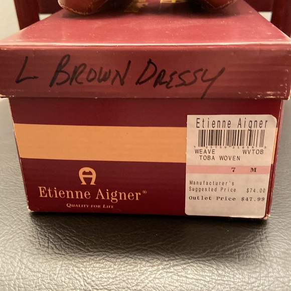 Etienne Aigner Vintage Leather Loafers Brown Woven Weave Slip-Ons Women's 7 M - Picture 5 of 5